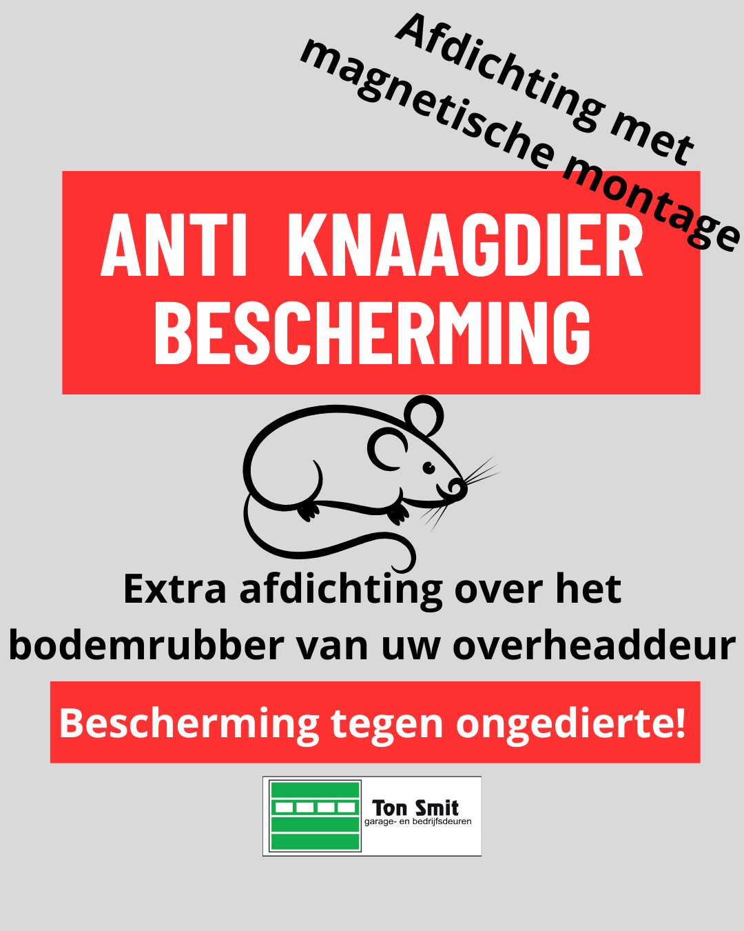 Anti knaagdier deurafdichting overheaddeur 